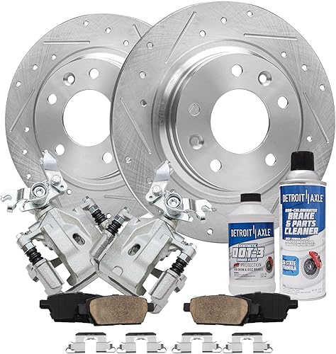 Miniatura 83 de Detroit Axle - Kit de freno delantero para Ford Explorer Mercury Mountaineer 2002-2005 Bujes de rodamiento de rueda perforados y ranurados rotores