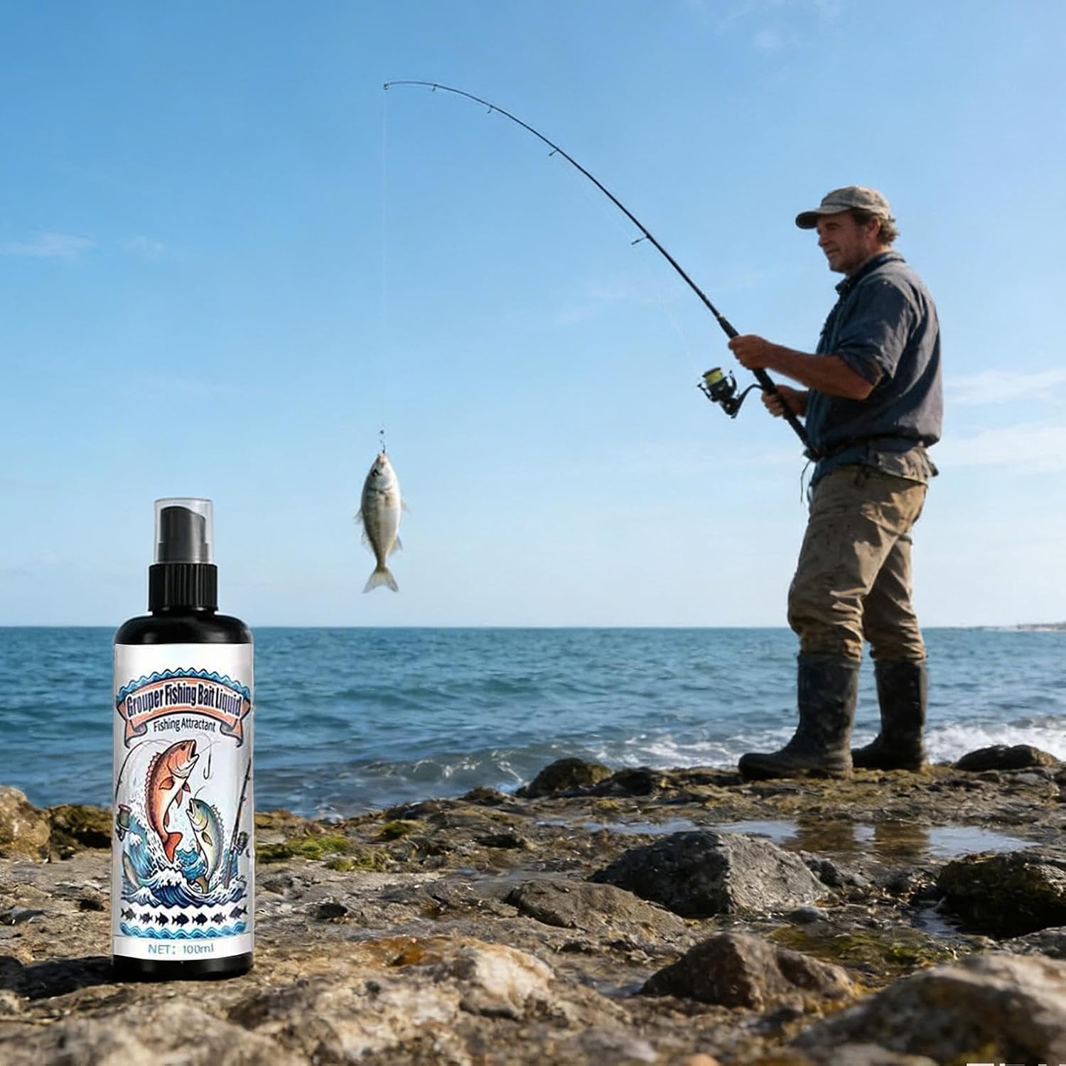 Fish Bait Attractant Angling Spraying Solution 100ml | Bass Fishing Attractant for Bass Catfish Trout Carp Walleye Pike Lake Pond River Reservoir Saltwater