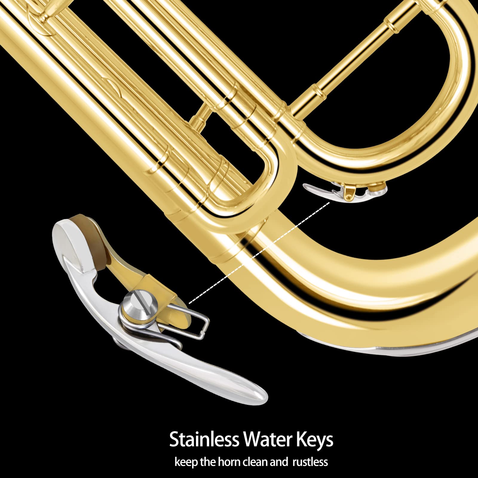 ROWELL Euphonium 3 Valves Bb Brass Lacquer Gold 3 Stainless Steel