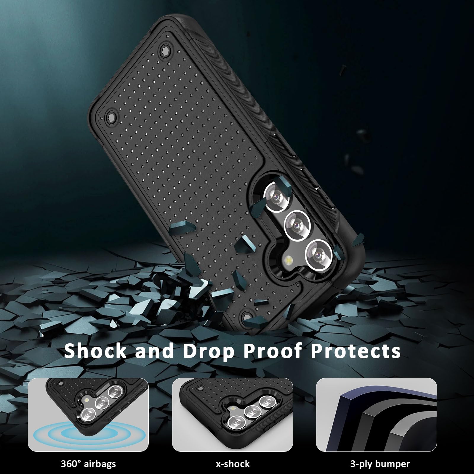 Coque pour Samsung Galaxy S24+/S24 Plus Cover,Antidérapant Antichoc Protection S24+Plus Étui,Arrière Rigide Coque pour Samsung Galaxy S24+/S24 Plus 6.7'' Noir