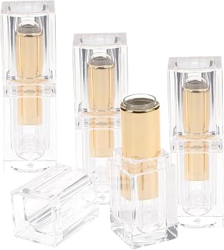 MAGICLULU 4pcs Clear Lipstick Tube Empty Lip Gloss Bottle Refill Transparent Lip Balm Container for Diy Makeup Square Tube 2.76 X 0.9 Inch
