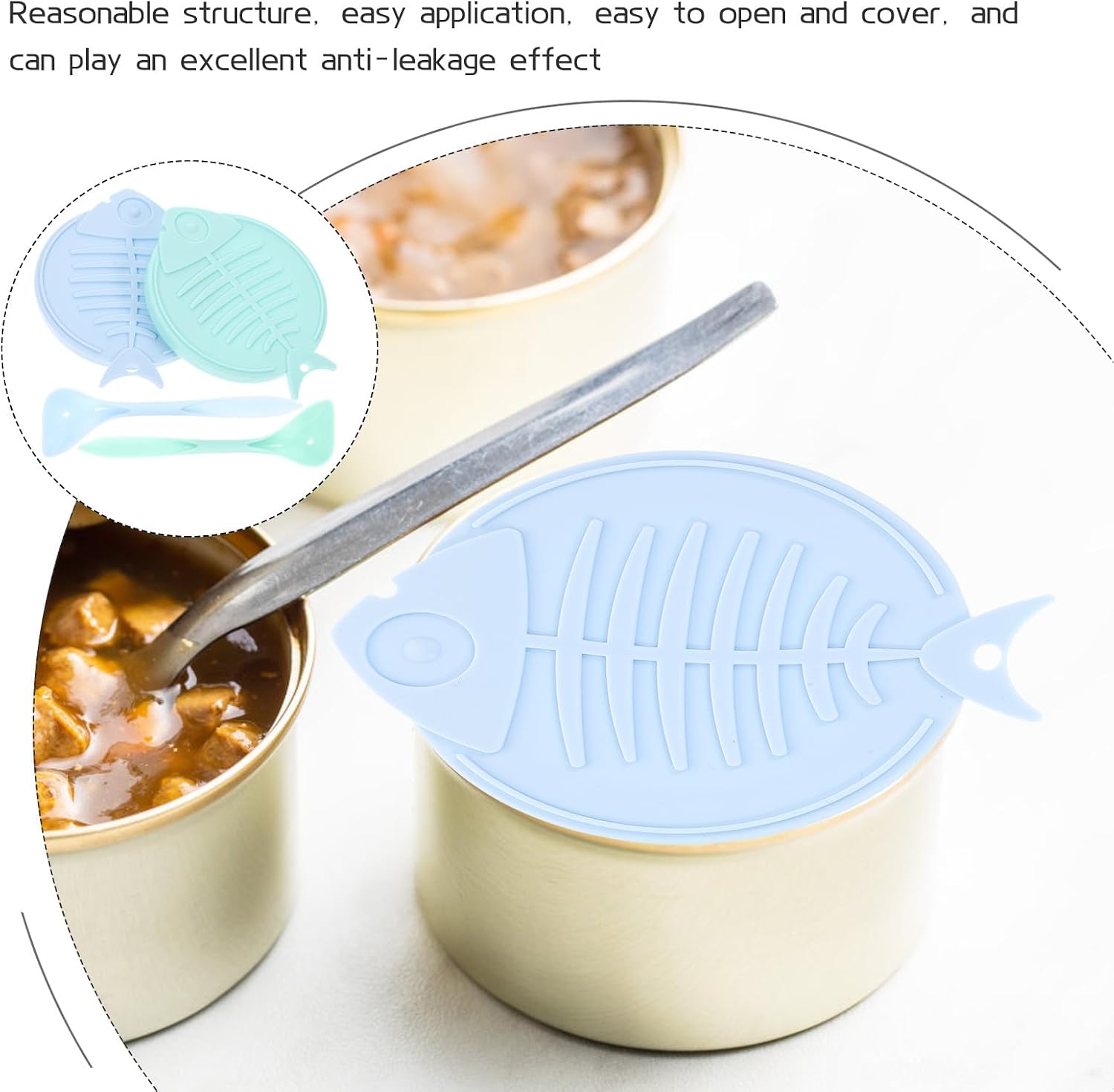 STOBAZA Silicone Can Covers and Cat Spoon Set, Wear Resistant Seal image 3