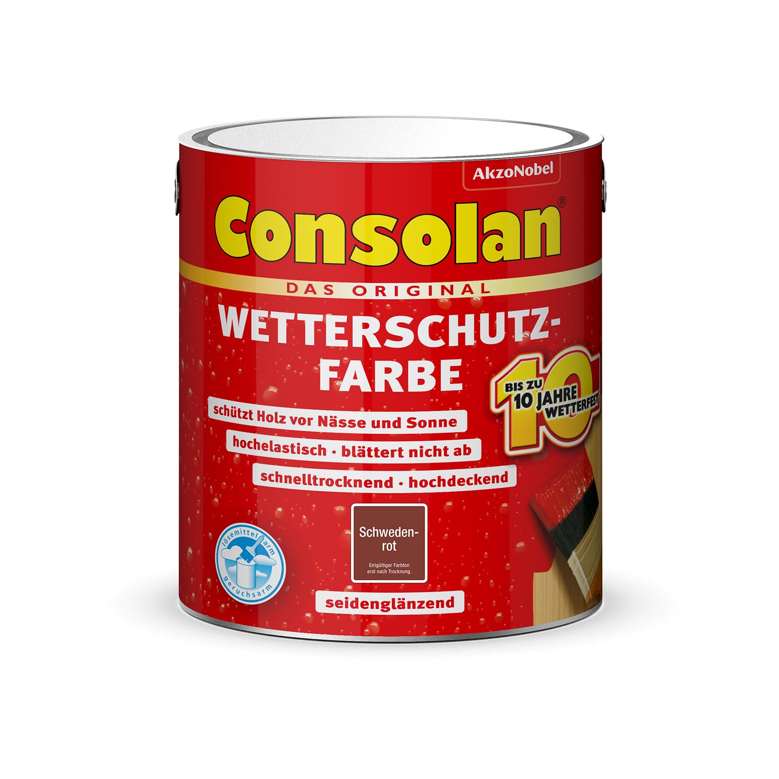 Consolan Vernice resistente alle intemperie, 2,5 litri, rosso svedese