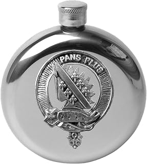 Marr 5 oz Round Clan Crest Scottish Badge Flask