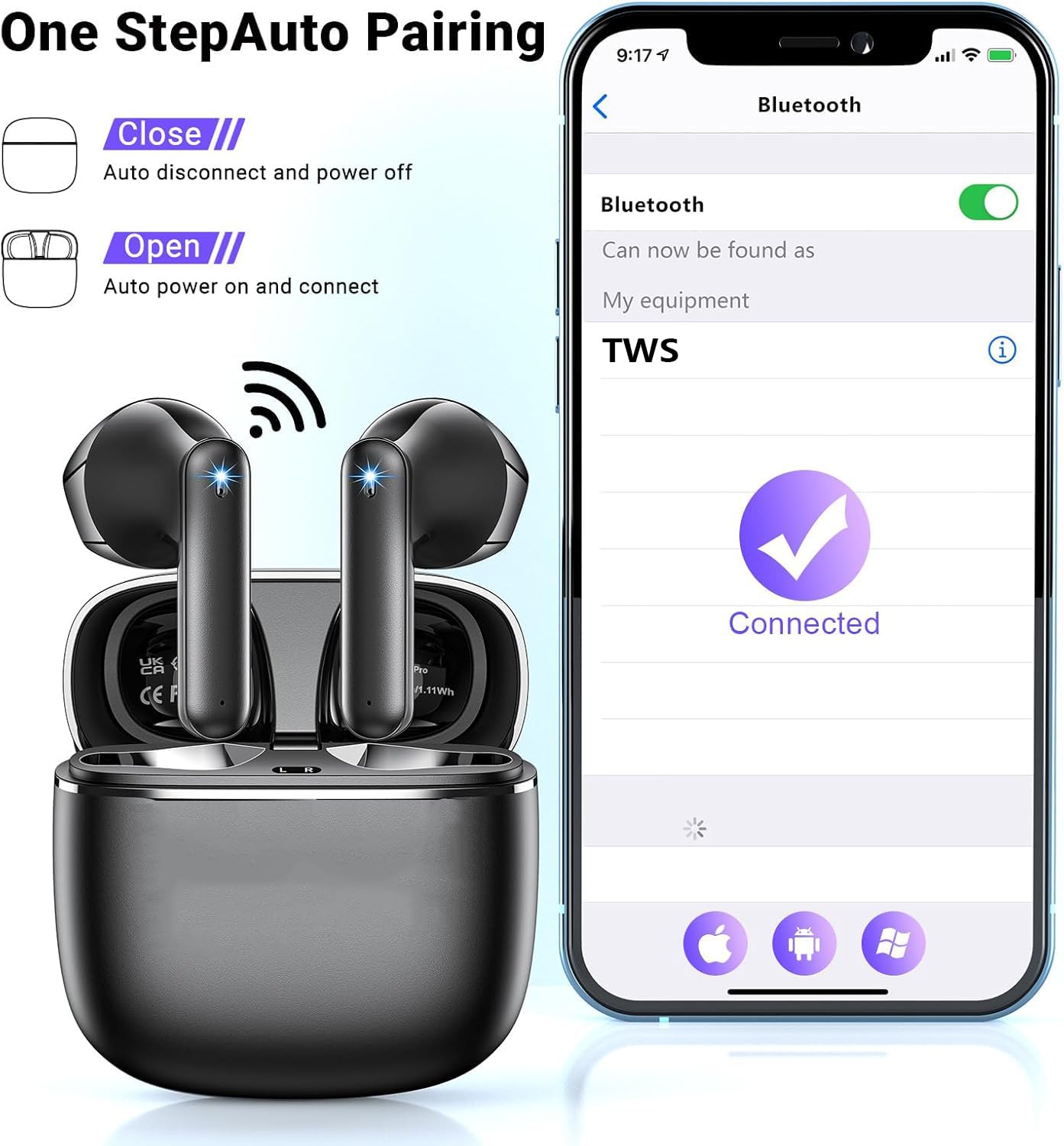 Écouteurs Bluetooth 5.3 TWS – Mini, 35h D'autonomie, Charge Rapide IPX7, Toucher, Compatibles IOS/Android