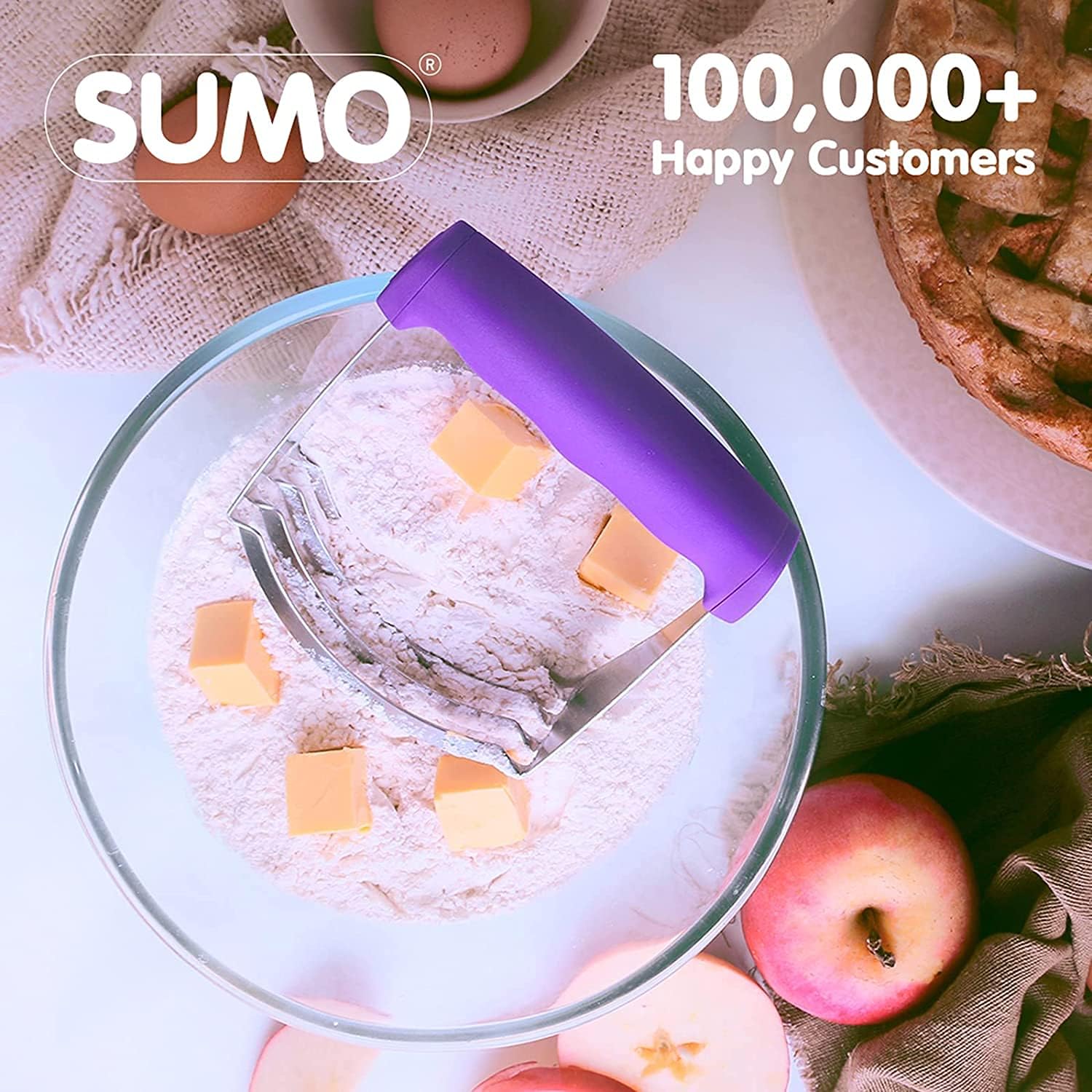 SUMO Pastry Cutter Tool - Heavy Duty Stainless Steel, Dough Blender with Comfortable Handle, Dishwasher Safe (Purple): Home & Kitchen