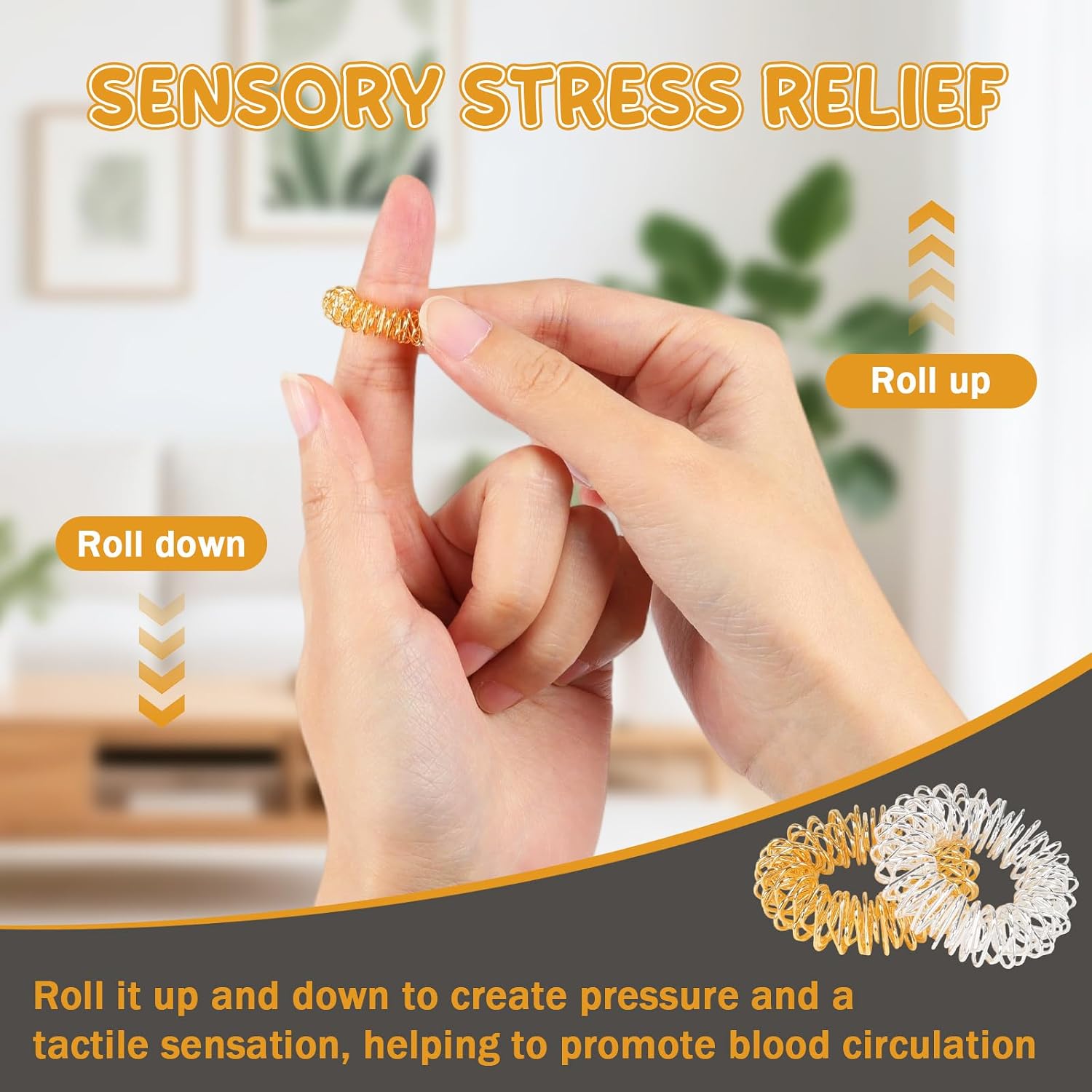 10 Spiky Sensory Rings, Teenagers and Adults, Sensory Stress Relief Set, Massager to Relieve Anxiety and Restlessness