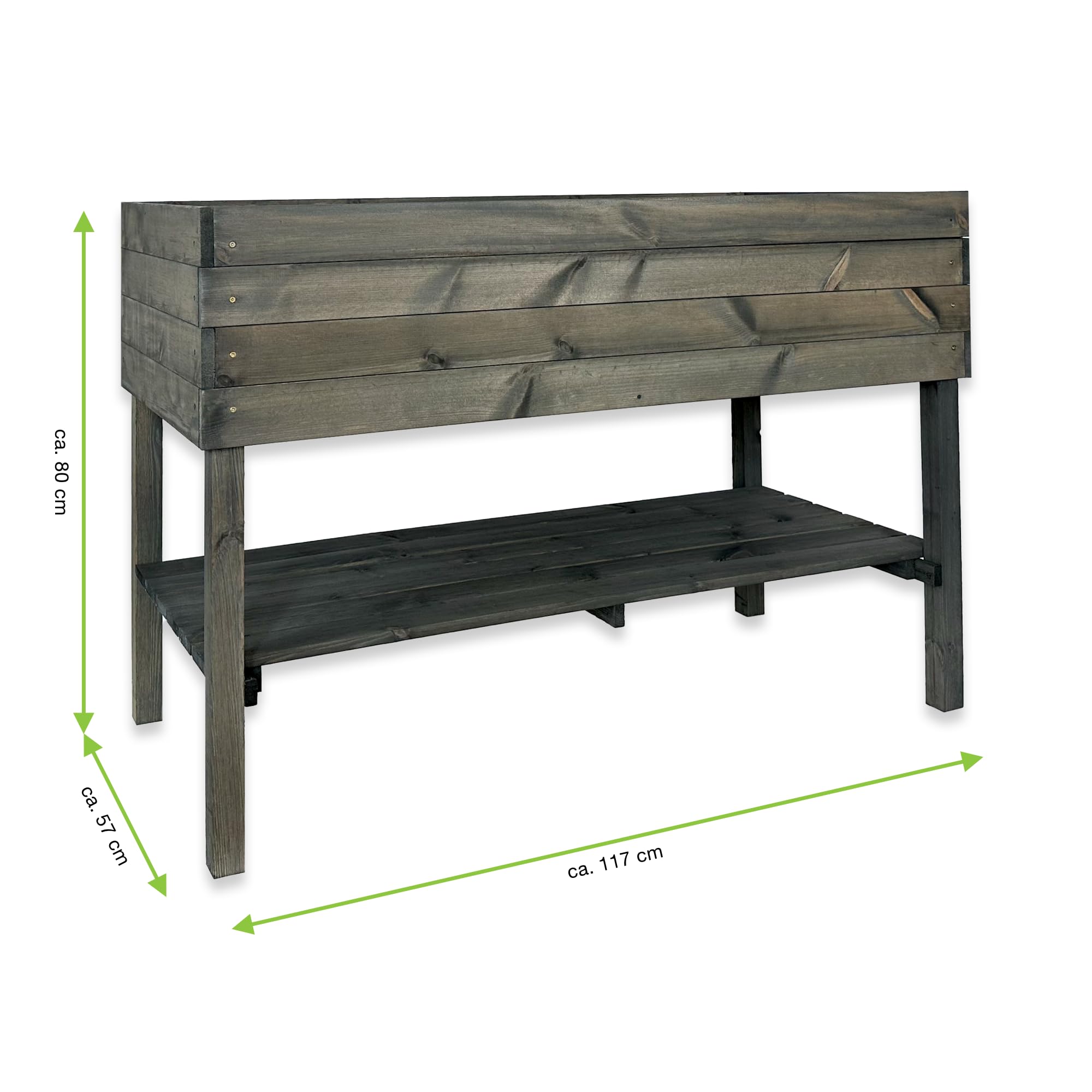 gartenetage Hochbeet XXL mit Ablage und Pflanzfolie - Nachhaltiges Design, Wetterfest, Rückenschonend, Praktische Ablage, Inklusive Pflanzfolie, Anthrazit