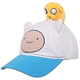 Adventure Time Finn Dad Hat with Jake Plush, Cartoon Snapback Baseball Cap, Embroidered Character Design, White and Blue