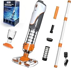 Battery Operated Pool Vacuum Cleaner, Manual Pool Cleaner | 2026 Cordless Spa Vacuum Cleaner, Double Filtration, Pool Cleaner for Spa, Small Pool, Orange
