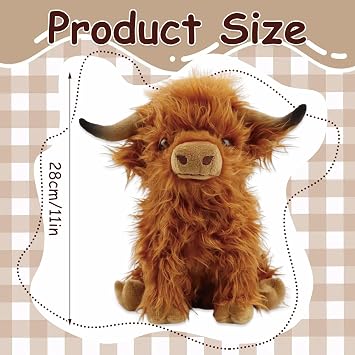 Highland Cow Plush, Realistic Teddy with Soft PP Cotton for Home Decor
