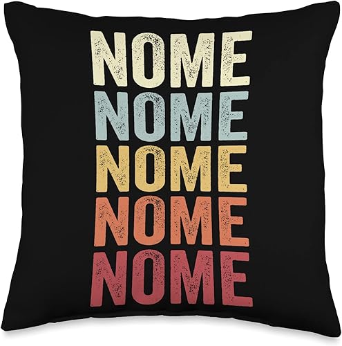 Nome Alaska Nome AK Retro Vintage Text Throw Pillow, 16x16, Multicolor