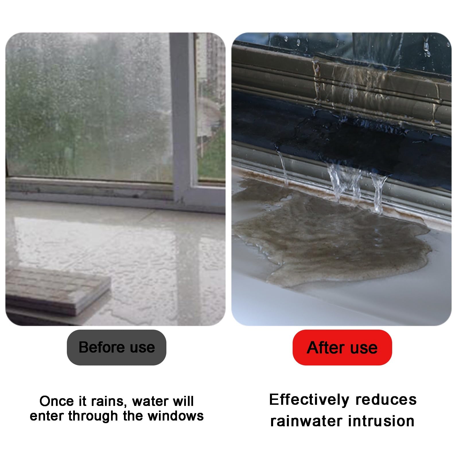 ROFBIHG Cinta De Sellado para Ventana, Junta De Goma Autoadhesiva para Puertas, Protección Contra La Lluvia, Casa, para El Hogar, Protector Contra La Lluvia Duradero, Negro(1.5m(4.9ft),4.5cm)