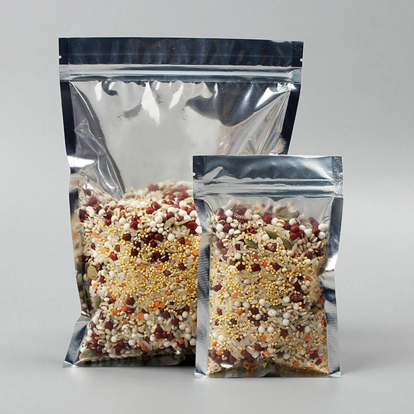 Sacchetto di immagazzinaggio degli alimenti 100pcs Trasparente Metallizzato Foil Zip Sacchetti di Chiusura lampo Sacchetto di Plastica Della Chiusura Lampo Sacchetto di Plastica