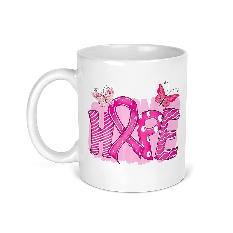 Hope Pink Breast Cancer Ribbon Mug (Red inner and handle) Amazon.co
