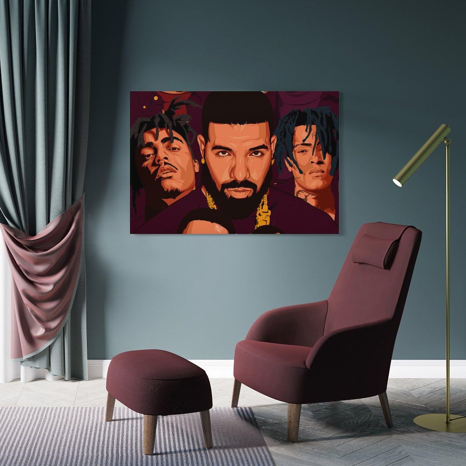 Poster su tela, motivo: cantante rap, hip hop, tutte le stelle, stampa artistica da parete, poster per decorazione della stanza, 40 x 60 cm, confezione da 10