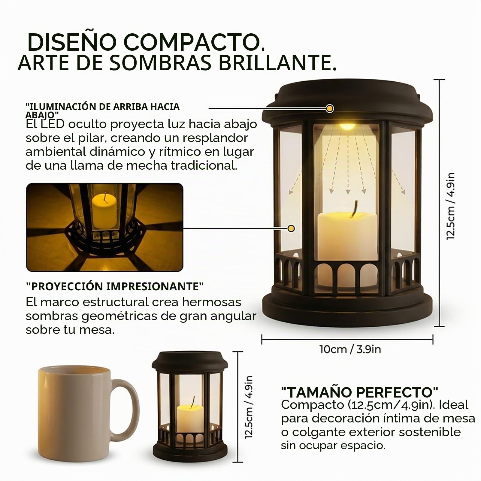yowin Farolillos Solares Exterior 4 Piezas Lámpara Solares Jardin con Vela, Farol Solar IP44 Impermeable Lampara Exterior Mesa, Linterna para Adornos Jardin Terraza Balcón Sobremesa Decoracion
