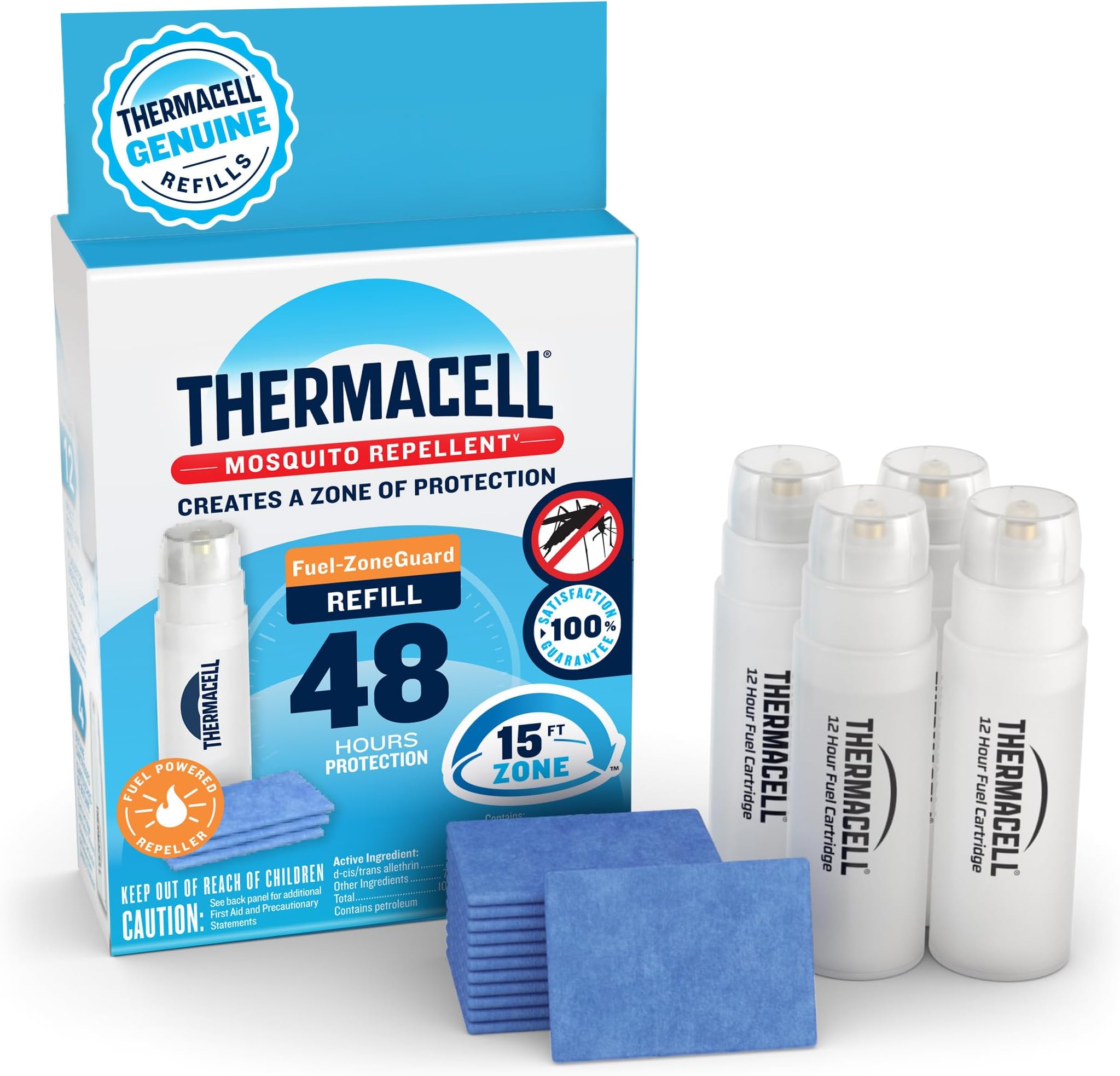 Mosquito Repellent Refills; Compatible with Any Fuel-Powered Thermacell Repeller; Highly Effective, Long Lasting, No Spray, No Scent, No Mess; 15 Foot Zone of Mosquito Protection