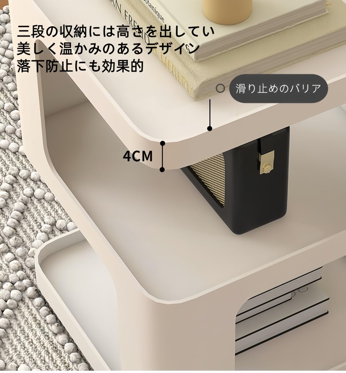 KUBERAS鉄細工の端に鉄細工のソファの端にキャビネットナイトテーブルの軽くてシンプルでモダンなテーブルルーム (ブラック,30*