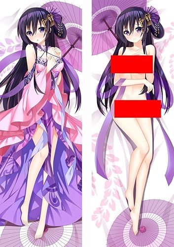 Miniatura 1 de Date A Live Yatogami Tohka - Abrazos de doble cara, bonita funda de almohada de anime Dakimakura, 59.1 x 19.7in, piel de melocotón2 vías para anime