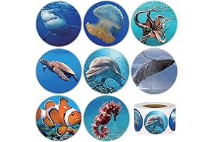 600Pcs Roll Ocean Animal Themed Stickers for Kids
