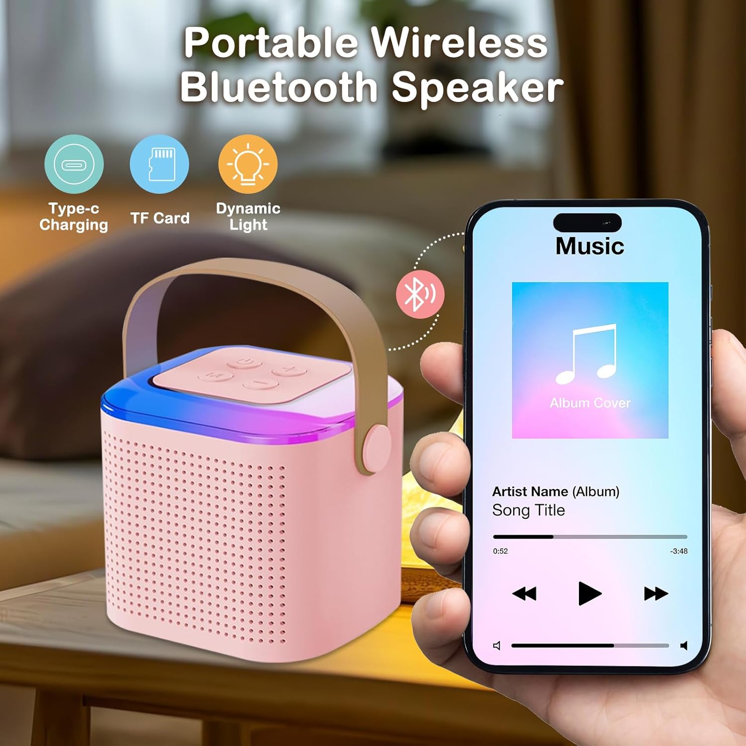 Mini karaoke aparat za otroke, 4-12 letna božična darila za rojstni dan, smešna igrača mikrofon za karaoke, prenosni Bluetooth zvočnik_voghion.com