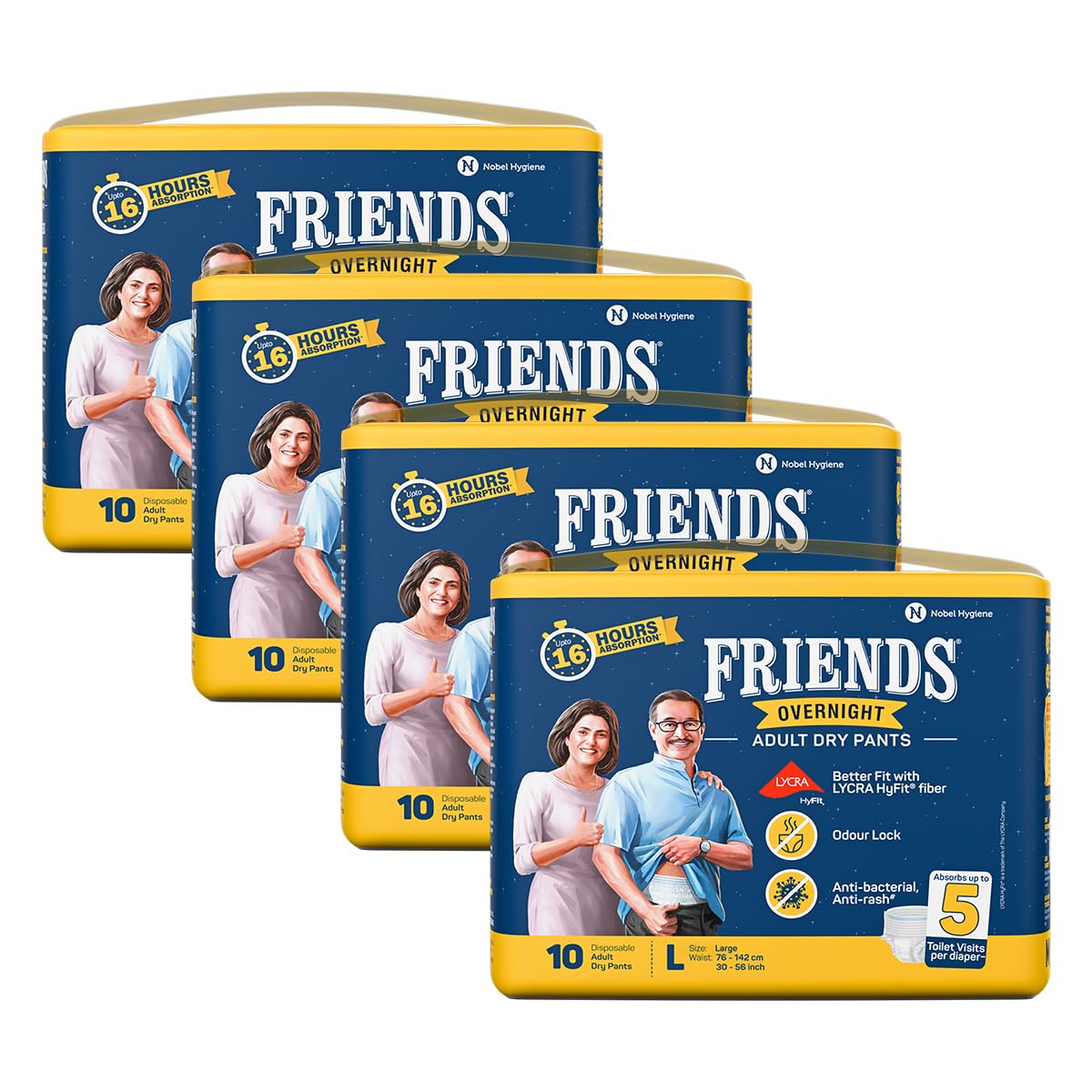 Friends Overnight Adult Diapers Pants Style - 40 Count L with odour lock and Anti-Bacterial Absorbent Core- Waist Size 30-56 Inch ; 76-142cm (B0C2J2FRT4) Amazon Price History, Amazon Price Tracker
