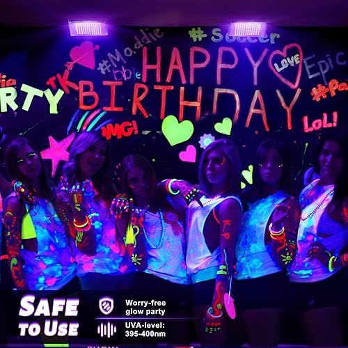 Miniatura 15 de Glostars Luz LED negra UV de 100 W, potente foco UV, IP66, lámpara de 395 nm para Navidad, fiesta de Halloween (2 paquetes)