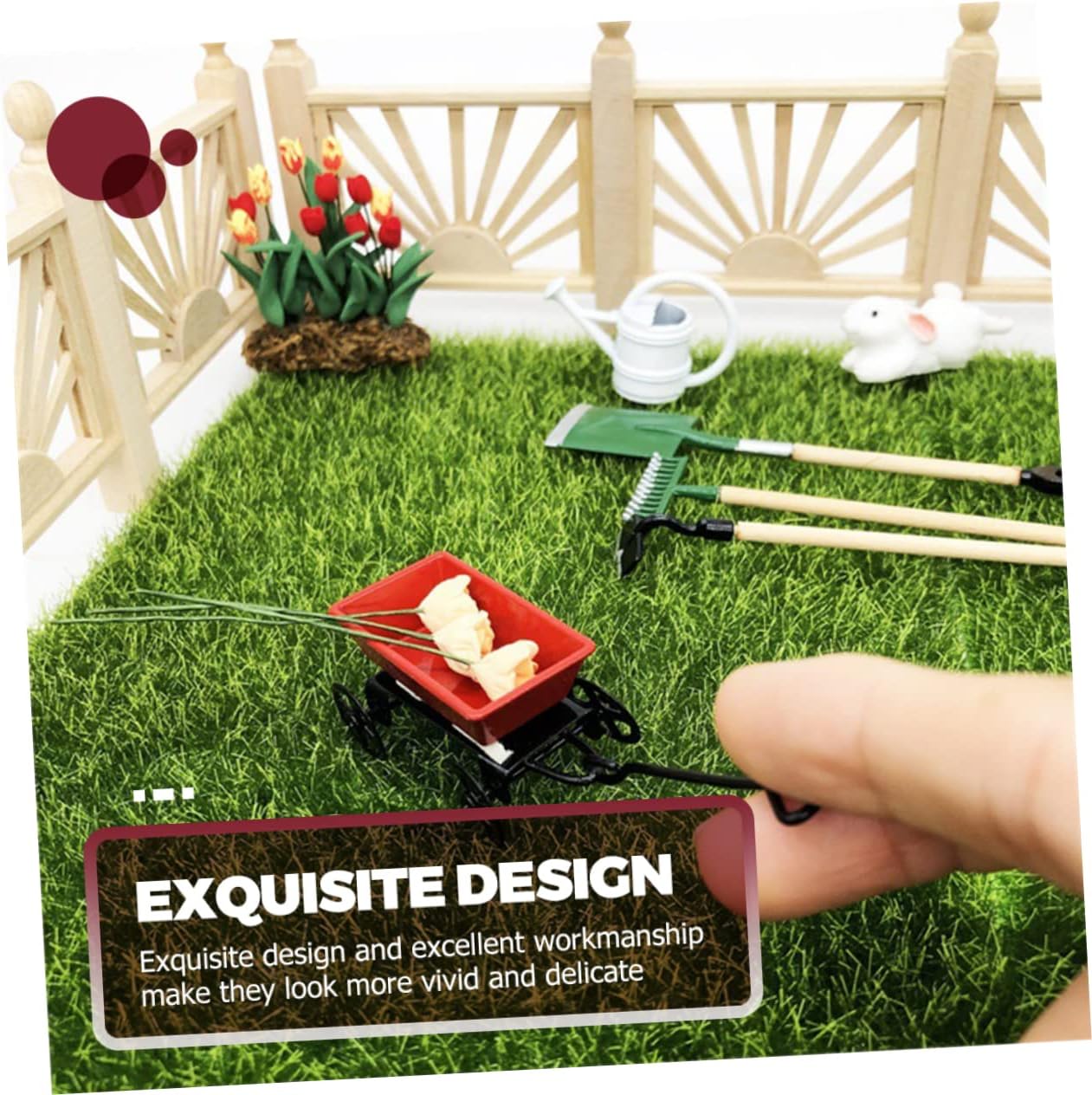 Kisangel 4 Sets Mini House Garden Decor Accessory Micro Gardening Tools for Lightweight Miniature for Imagination and Hands Fun for Fairy Garden Decor