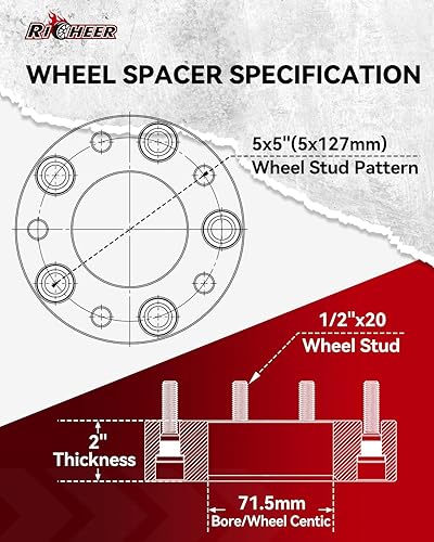 Miniatura 2 de Richeer Espaciadores de rueda espaciadores 5x5 para Wrangler JK JKU 1999-2009 Grand Cherokee WJ WK 2006-2010 Commander XK, 4 espaciadores de rueda
