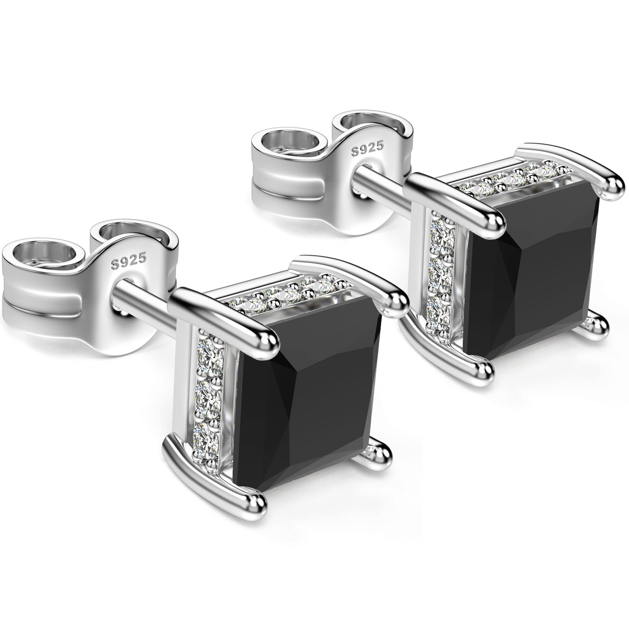 Princess Cut Cubic Zirconia Diamond Stud Earrings for Men