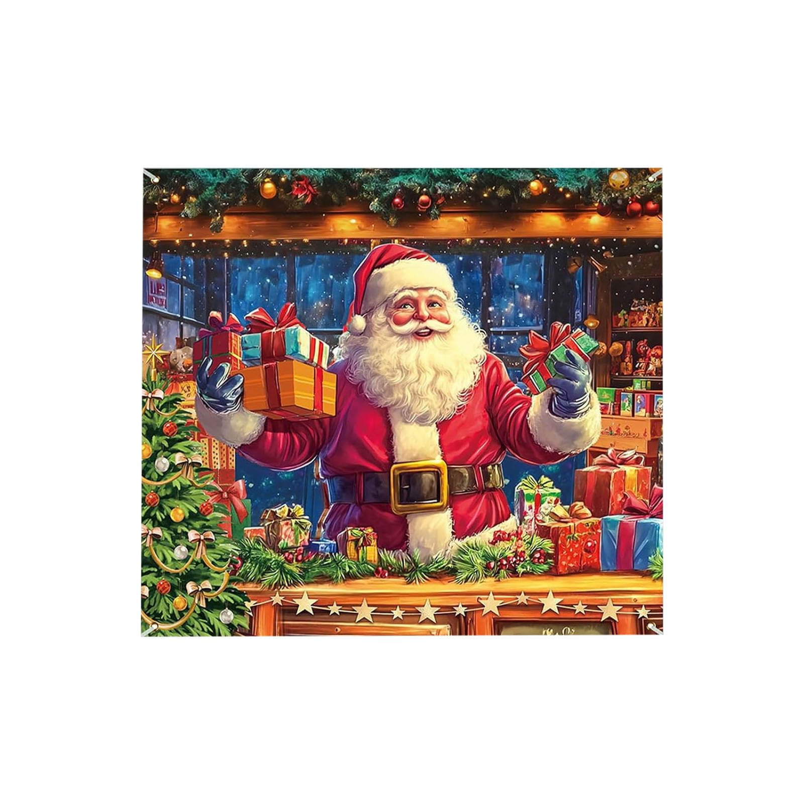 Cubierta para puerta de garaje mejorada de 7 x 8 pies con diseño de Papá Noel