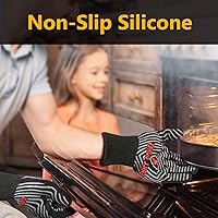Vista 3 de QUWIN Guantes para barbacoa, guantes para horno, resistentes al calor extremo de 1472℉, guantes para parrilla de silicona antideslizantes