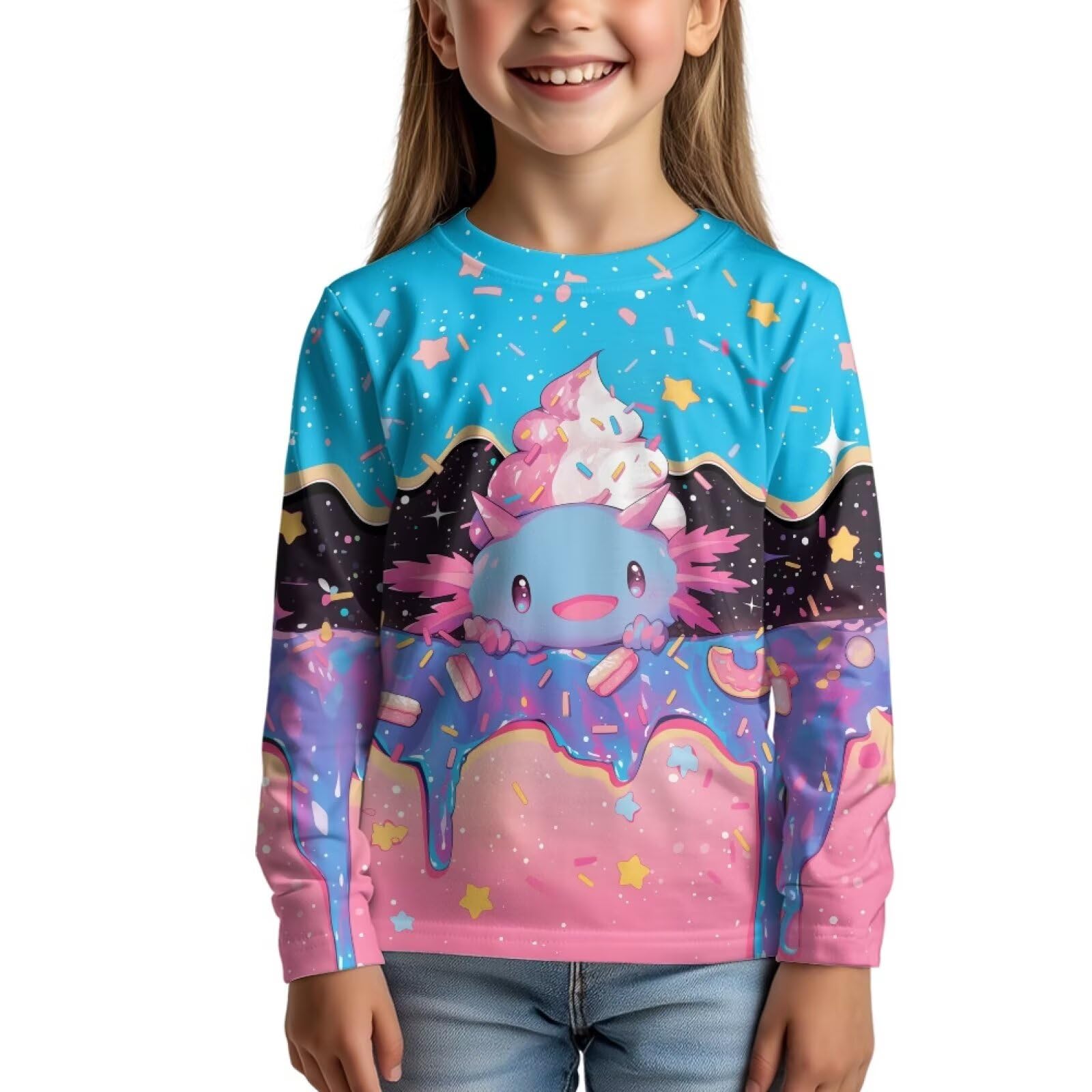 Uourmeti Girls Graphic Tees Long Sleeve T Shirts for Teens Casual Tshirts Junior Sportswear Fall Tops
