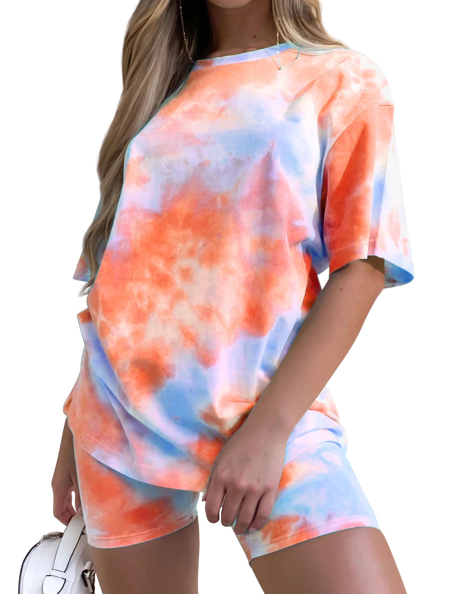 Women's Tie-Dye Set Two-Piece Outfits Summer - Casual Two Piece Short Set Short Sleeve T Shirts