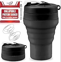 Vista 1 de Collapsible Protein Shaker & Water Bottle Food-Grade, Leakproof Lid 600mL/20oz Shaker Cup - Reusable Silicone Shaker Cups for Protein Shakes with