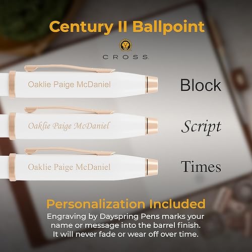 Vista 21 de Bolígrafo Cross Century II grabado en acabado lacado negro con borde dorado. Bolígrafo de regalo grabado de lujo para graduación, premios