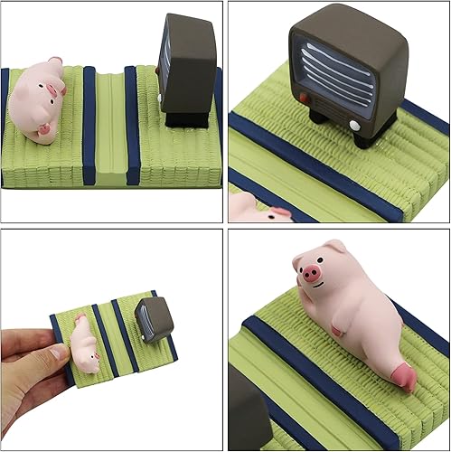 Miniatura 4 de Suillty Soporte de teléfono celular de escritorio de resina con lindo gato para iPhone XsMaxXRX86 Plus (cerdo)