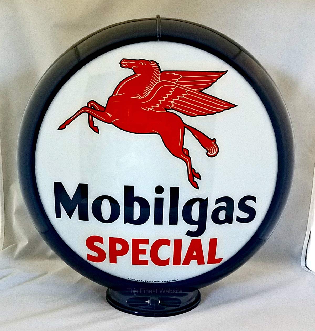 New Reproduction Mobilgas Special Gas Pump Globe Already Assembled - Dark Blue Frame - Ships Free Next Business Day to Lower 48 States