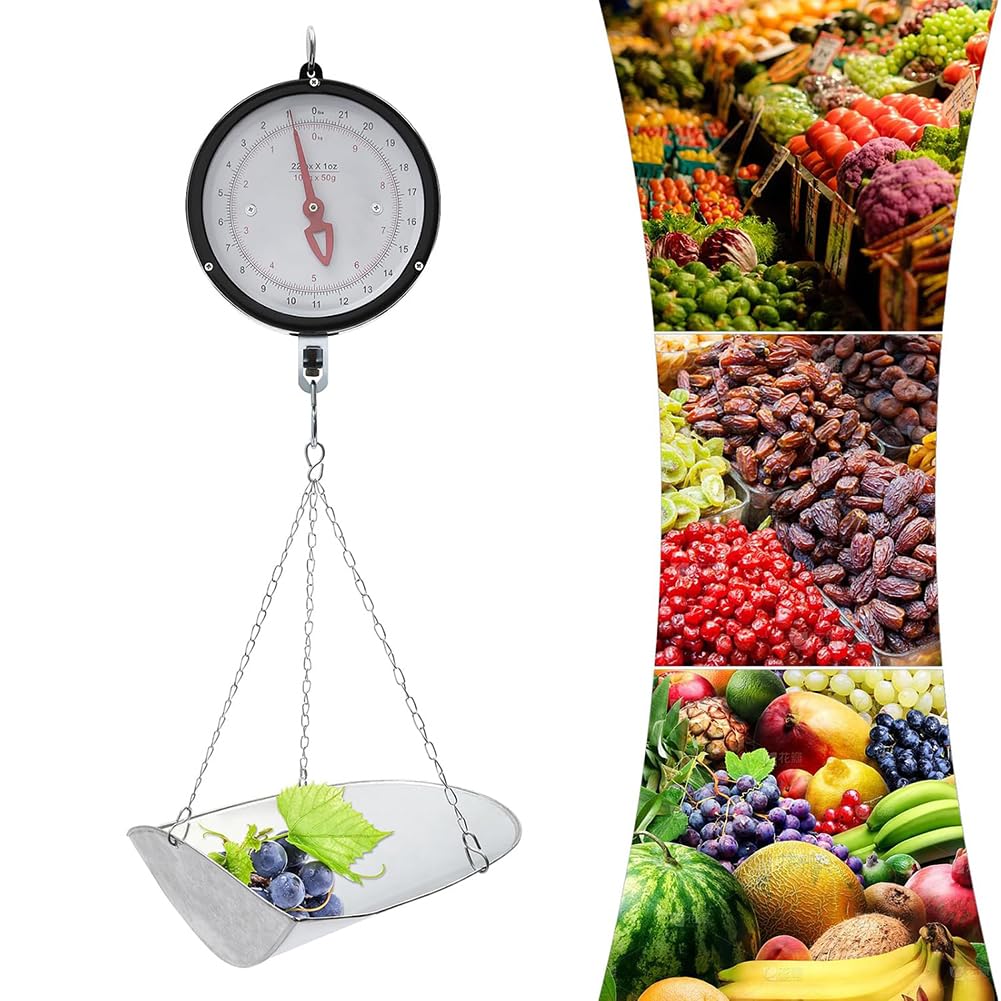 10-20kg Balanza Mecánica Colgante De Doble Cara con Cadena Y Bandeja para Cucharones Balanza De Peso con Muelle para Granja, Cocina Alimentos Y Productos AgrícolasSilver,10kg