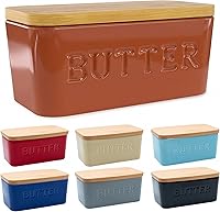 Vista 16 de PriorityChef - Mantequillera extragrande con tapa para encimera, recipiente de mantequilla de cerámica con tapa hermética, conservador