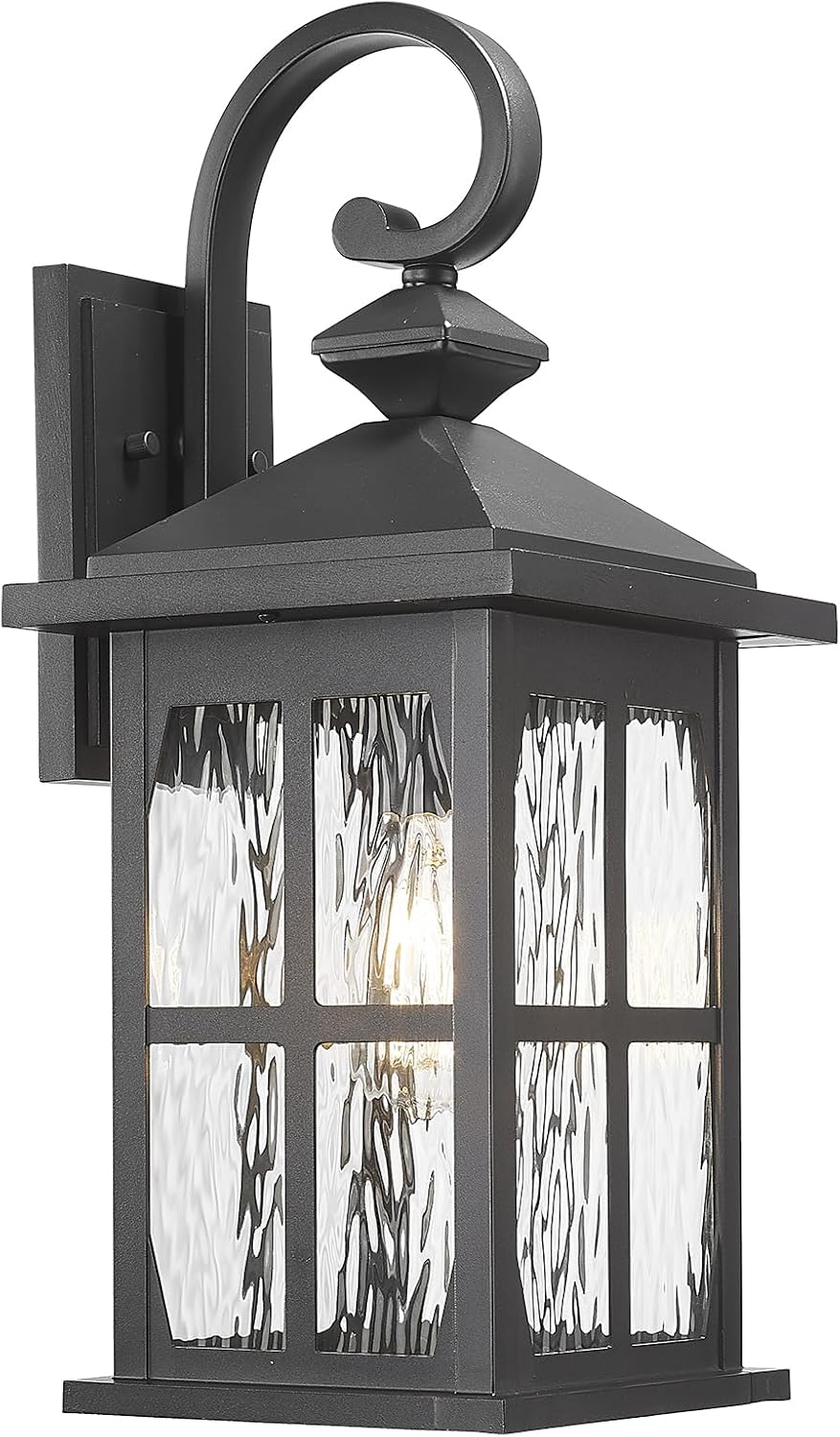 Darkaway Large Outdoor Light Fixtures Wall Mount, 21inch Outside Wall Lights Exterior Lighting Fixture with Water Ripple Glass Outdoor Wall Sconce for House Porch Hallway Garage Front Door Black-Water ripple glass Large