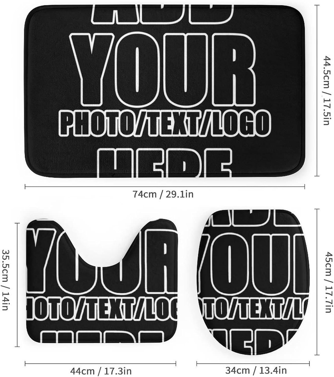 NALAHOME Custom Shower Curtain Sets with Rugs Waterproof Fabric with Your Photo Text Logo Included Bath Mat 1 Contour Mat 1 Toilet Lid Cover Style02