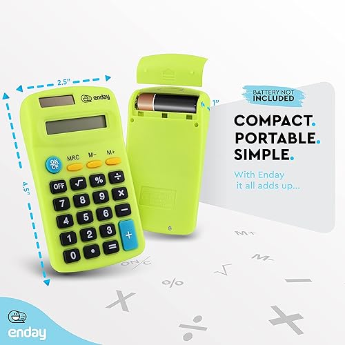 Miniatura 4 de Calculadora verde, energía solar pequeña básica y funciona con pilas, pantalla grande de cuatro funciones, calculadora de mano con alimentación