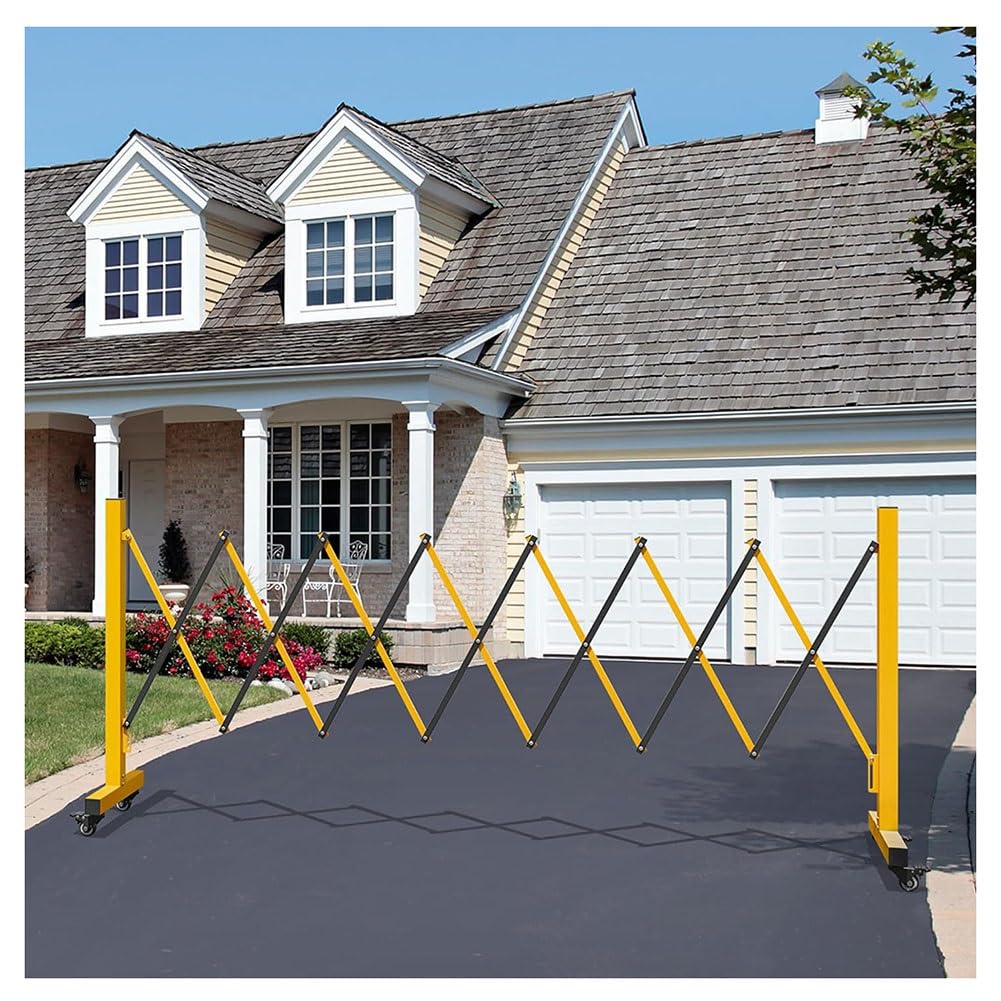 WQPMNYG Security Barrier,Retractable Mobile Barricade Gate, Expandable Folding Safety Barrier with Casters, Driveway Traffic Control for Construction Sites, 250cm Portable Security Solution