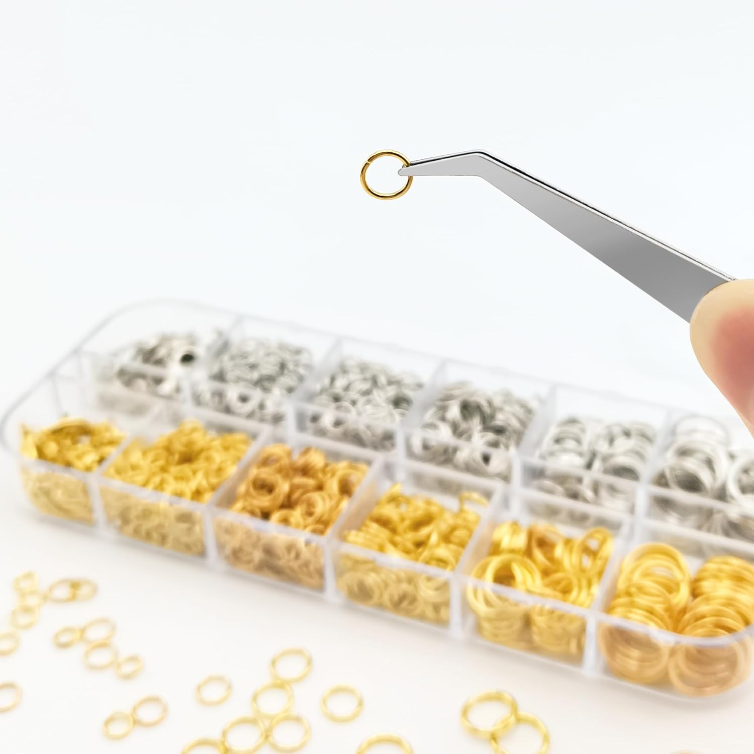 Jewelry Repair Kit, 1400 PCS Assorted Sizes Jump Rings Jewelry Making Supplies with Pliers Necklace Clasps Tweezers Opener for DIY Craft and Keychain (Silver and Gold)