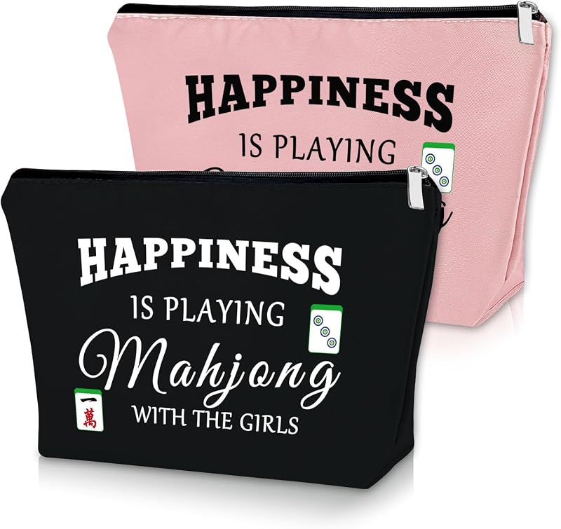 Sazuwu Necessaires para Cosméticos com Estampa de Mahjong, Pacote com 2