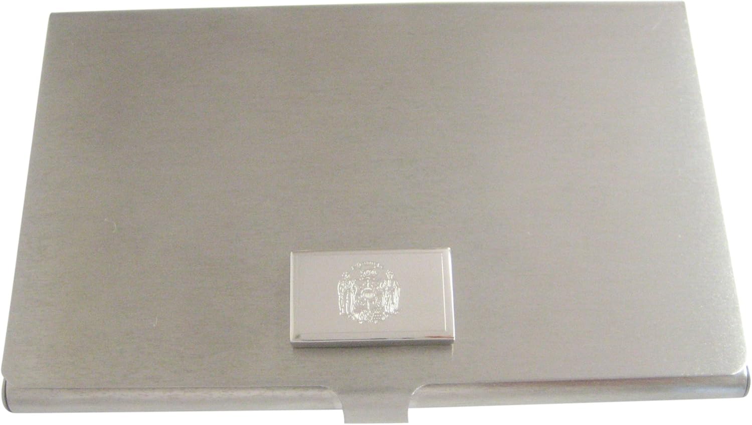 Kiola Designs Silver Toned Etched Wisconsin State Flag Business Card Holder
