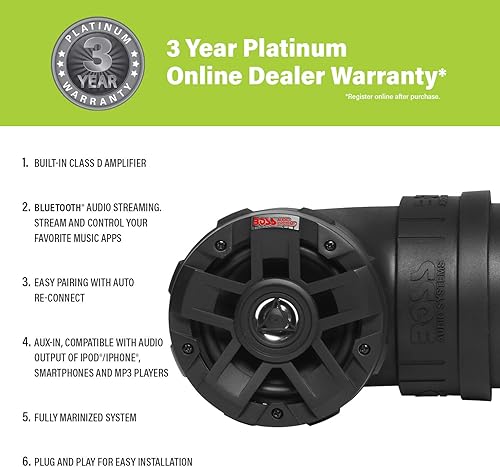 Miniatura 24 de BOSS Audio Systems Sistema de sonido ATV8BRGB ATV UTV – Altavoces de 8 pulgadas, tweeters de 1.5 pulgadas, rango completo, IPX5 resistente a