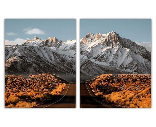 Scenic Mountain View Abstract Wall Art Minimalist, Aesthetic & Boho Wall Art for Home, Office, Bedroom & Living Room Decor  Set of 2 Unframed